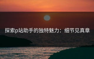 探索p站助手的独特魅力：细节见真章