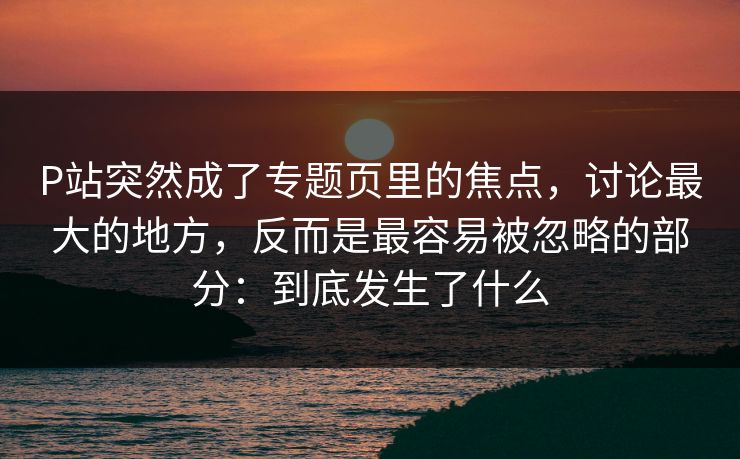 P站突然成了专题页里的焦点，讨论最大的地方，反而是最容易被忽略的部分：到底发生了什么-第1张图片-p站助手导航站 | p站搬运工视频库
